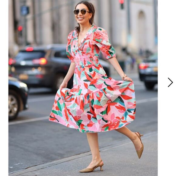 NWT Jessie Zhao Ramona Watermelon Smocked Midi
Dress Size 6 - Picture 12 of 12